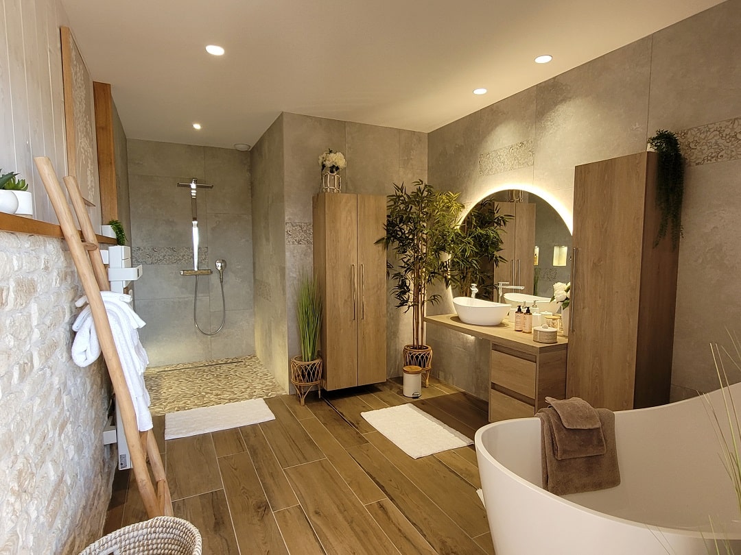 Escapades en Perigord eymet badezimmer naturtoene