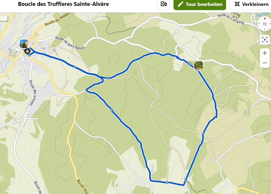 Karte Boucle des Truffieres St. Alvere Karte Boucle des Truffieres St. Alvere